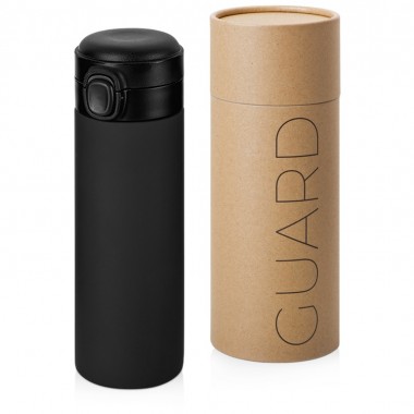Вакуумная термокружка c кнопкой Guard, soft-touch, 400 мл, тубус