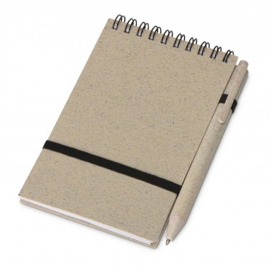 Блокнот Toledo S с шариковой ручкой из пшеницы и пластика