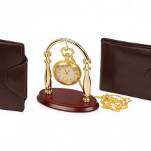Набор Фрегат: портмоне, визитница, подставка для часов, часы на цепочке