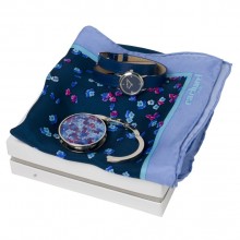 Подарочный набор Tourbillon: держатель для сумки, шелковый платок, часы наручные