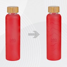 Стеклянная бутылка с бамбуковой крышкой Foggy, с УФ-печатью
