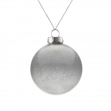 Елочный шар Finery Shine, 8 см, глянцевый серебристый с глиттером Елочный шар Finery Shine, 8 см, глянцевый серебристый с глиттером