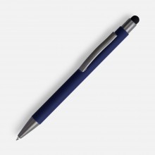 Ручка шариковая Atento Soft Touch со стилусом, темно-синяя