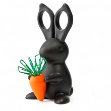 Ножницы и магнит со скрепками Bunny, чёрные
