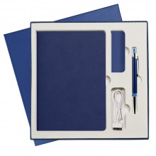 Подарочный набор Portobello/Latte синий/ голубой (Ежедневник недат А5, Ручка, Power Bank)