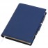 Ежедневник-портфолио Clip, синий, эко-кожа, недатированный кремовый блок + ручка Opera (синий/золото), подарочная коробка