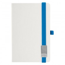 Записная книга LANYBOOK, А6, обложка Tucson белый, резинка синяя, блок линейка, шильд