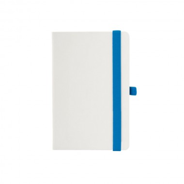 Записная книга LANYBOOK,А6,обложка Tucson белый,резинка синяя,блок линейка,без шильда