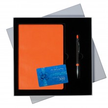 Подарочный набор Portobello/Sky оранжевый-коричневый (Ежедневник недат А5, Ручка)+ Подарочный сертификат "Л`Этуаль"
