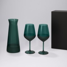 Подарочный набор декантер + 2 бокала для вина Emerald в черной коробке