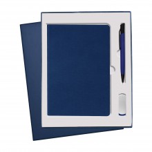 Подарочный набор Portobello/ Canyon синий (Ежедневник недат А5, Ручка, флешка)