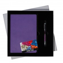 Подарочный набор Portobello/Rain фиолетовый (Ежедневник недат А5, Ручка)+ Подарочный сертификат "Рив Гош"