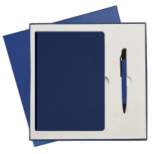 Подарочный набор Portobello/Spark синий (Ежедневник недат А5, Ручка) беж. ложемент