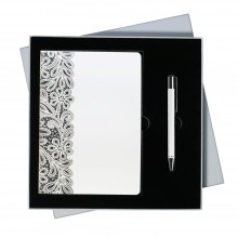 Подарочный набор Portobello/Vologda Белый-черный (Ежедневник недат А5, Ручка)