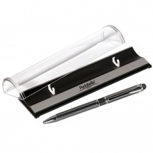 Шариковая ручка, iP,наж. мех-м,корпус- металл., черный, сил. стилус. в упак, с лого