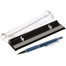 Шариковая ручка, Crocus, корпус-алюминий, покрытие синий, отд- гравир-ка, хром.детали,в упаковке