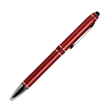 Шариковая ручка, iP2, поворотный мех-м, красный матовый, отделка хром, силиконовый стилус