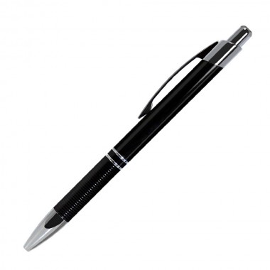 Шариковая ручка, Portobello PROMO, нажимной мех-м,корпус-алюминий, черный лак/отд.-серебр.хромирование