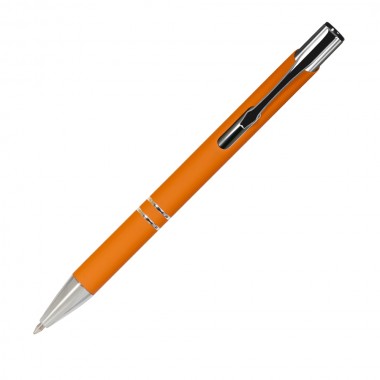 Шариковая ручка, Alpha, нажимной мех-м,корпус-алюминий,отд.-хром,покрытие-soft touch, оранжевый