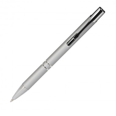 Шариковая ручка, Alpha, нажимной мех-м,корпус-алюминий,отд.-хром,покрытие-soft touch, серебряный