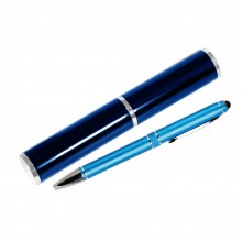 Шариковая ручка, iP2, поворотный мех-м, лазурный матовый, отделка хром, силиконовый стилус, в уп