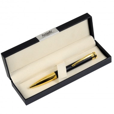 Шариковая ручка Megapolis, черная/позолота, в коробке с логотипом