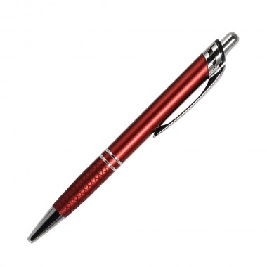 Шариковая ручка, Neon, нажимной мех-м, красный матовый, отделка хром