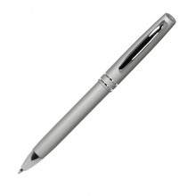Шариковая ручка, Consul, нажимной мех-м,корпус-алюминий,покрытие-soft touch,отд.-хром, серебро, для зеркальной лазерной гравировки