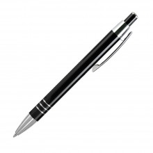 Шариковая ручка, Avenue, нажимной мех-м,корпус-алюминий,черный глянец/отд- хром,серебро