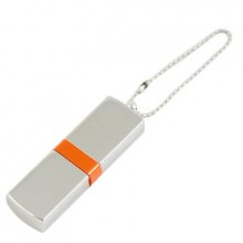 USB-Flash накопитель (флешка) "GLOSS" на цепочке, с металлическим корпусом и цветной полосой по середине, 4 Gb, оранжевый