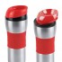 Термостакан вакуумный (кружка) "Донато" с двойными стенками из нержавеющей стали, 370 мл, цвет силиконовой манжеты и верхней части крышки красный