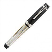 Ручка перьевая PAX, перламутровая с продольным узором и черная, серебрение, золочение