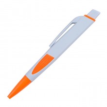 Ручка шариковая с плоскими боковыми гранями, цвет бело-оранжевый