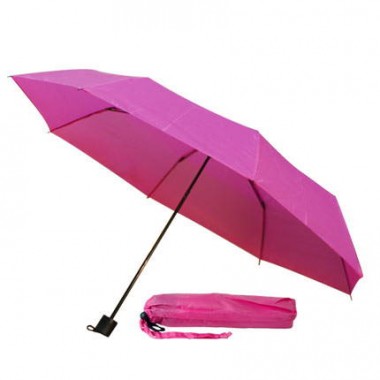 Зонт механический складной в чехле, с пластиковой ручкой. Розовый 218 C