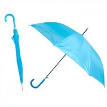 Зонт-трость с пластиковой изогнутой ручкой, полуавтомат, цвет ручки и купола голубой Cian С