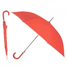 Зонт-трость с пластиковой изогнутой ручкой, полуавтомат, цвет ручки и купола красный Red 032 С
