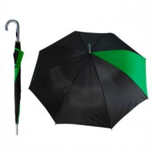 Зонт-трость "SECTOR", п/автомат, полиэстер, чёрный с одним зеленым клином (незначительный брак, не влияющий на потребительские свойства)