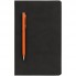 Блокнот Magnet Gold с ручкой, черный с оранжевым