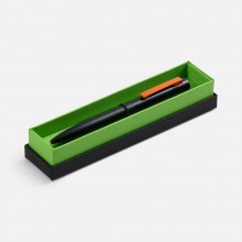 Ручка шариковая Inkolor в футляре, черная с оранжевым