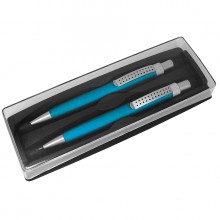 SUMO SET, набор в футляре: ручка шариковая и карандаш механический, бирюзовый/серебристый, металл/пл