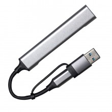USB-хаб BRANCH 4 в 1, серый, алюминий USB-хаб BRANCH 4 в 1, серый, алюминий