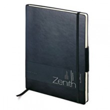 Ежедневник недатированный Zenith, черный, В5, бежевый блок, без обреза, ляссе, на резинке