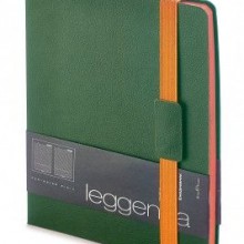 Ежедневник недатированный Leggenda, B5, зеленый, бежевый блок, оранжевый обрез, ляссе