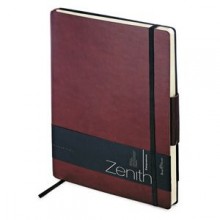 Ежедневник недатированный Zenith, бордовый, В5, бежевый блок, без обреза, ляссе, на резинке