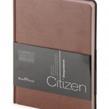 Ежедневник недатированный New Citizen, А5, коричневый, белый блок, коричневый обрез, ляссе