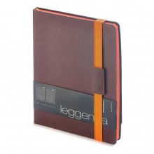Ежедневник недатированный Leggenda, B5, коричневый, бежевый блок, оранжевый обрез, ляссе