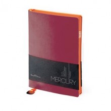 Ежедневник недатированный Mercury, бордовый, А5, белый блок, оранжевый обрез, ляссе с шильдом