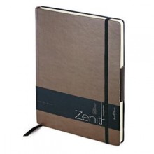 Ежедневник недатированный Zenith, коричневый, В5, бежевый блок, без обреза, ляссе, на резинке