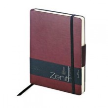 Ежедневник недатированный Zenith, бордовый, В6, бежевый блок, без обреза, ляссе, на резинке