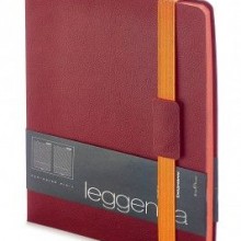 Ежедневник недатированный Leggenda, B5, бордовый, бежевый блок, оранжевый обрез, ляссе